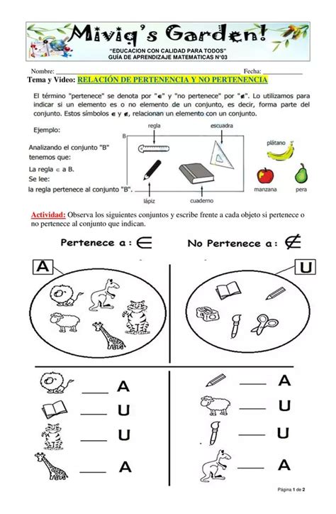 Relación De Pertenencia 1° 2° Profesocial Lectura De Primer