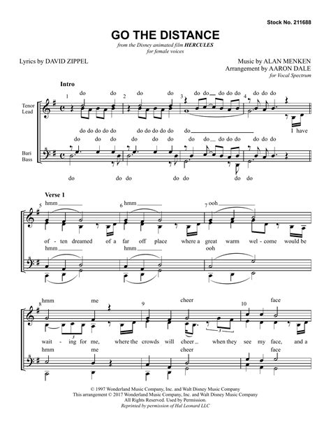 Go The Distance From Hercules Arr Aaron Dale Sheet Music By Alan Menken And David Zippel