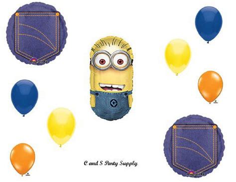 DESPICABLE ME 2 MINIonS Denim Happy Birthday PARTY Balloons Decorations ...