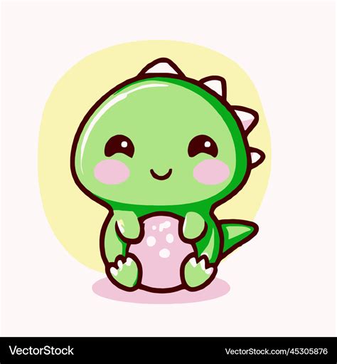 Cute Dinosaur Kawaii Chibi Drawing Style Vector Image