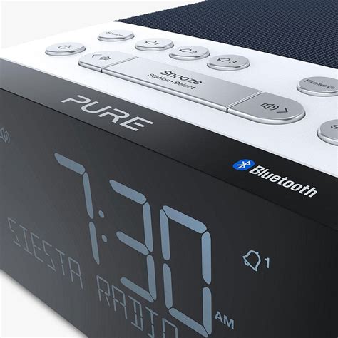 Pure Siesta Rise S DAB FM Bedside Radio Alarm Clock Bluetooth Navy