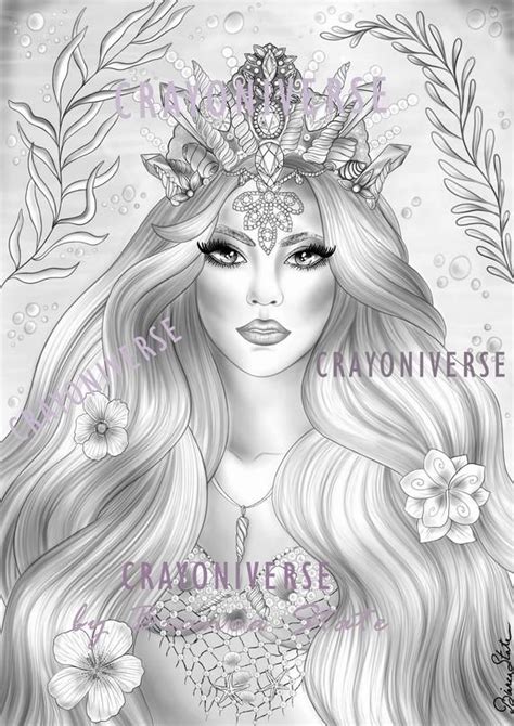 Empress Of The Ocean Grayscale Coloring Page By Bianca State Grayscale