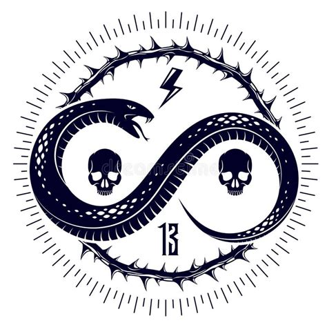 Venomous Snake Vintage Tattoo Vector Logo Or Emblem Of Aggressive