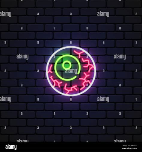 Halloween Eye Neon On Black Background For Concept Design Vector