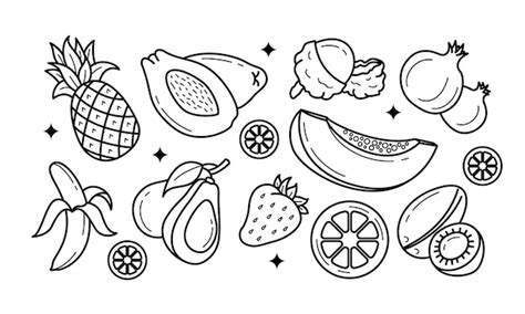 Doodle Frutas Frutas Tropicais Naturais Frutas Org Nicas Ou Comida