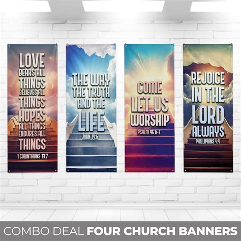 Scripture Sanctuary Banners Set Of 4 Church Banners Church Banner Set