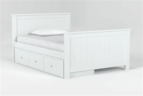 Luca White Full Wood Panel Bed With Single 3-Drawer Storage Unit ...