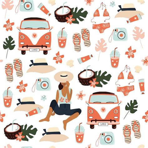 Premium Vector Summer Seamless Pattern