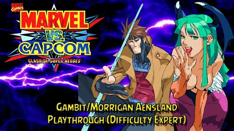 Marvel Vs Capcom 1 Gambit🀄 Morrigan🦇 Playthrough Expert Difficulty Youtube