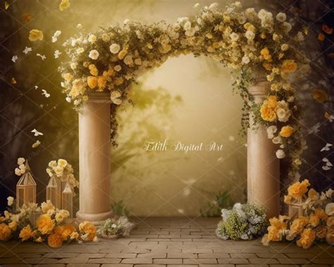 Yellow Blosoom Floral Digital Backdrop Maternity Backdrop Etsy In