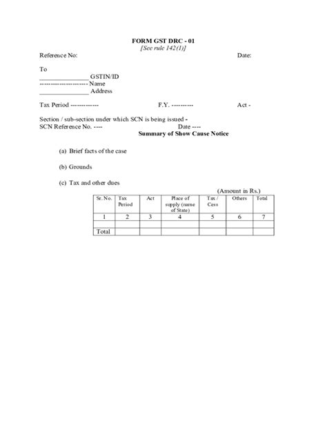 Fillable Online FORM GST DRC 01A Intimation Of Tax Ascertained Payable