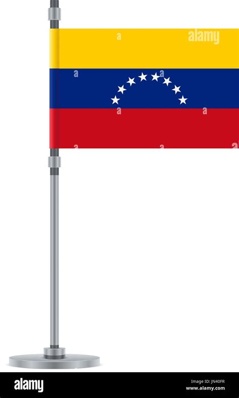 Flag Design Venezuelan Flag On The Metallic Pole Isolated Template