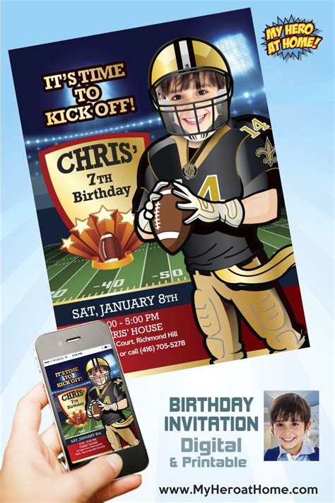 New Orleans Saints Theme Party New Orleans Saints Birthday Invitation