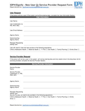 Fillable Online Idph Signify New User Or Service Provider Request