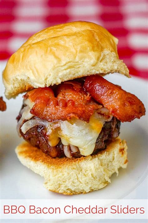 Barbecue Bacon Cheddar Sliders Great For Parties Cookouts And Tailgating