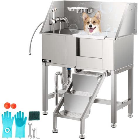 VEVOR Pet Grooming Tub, Stainless Steel Dog Wash Station Pet Washing