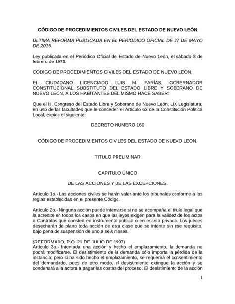 PDF CÓDIGO DE PROCEDIMIENTOS CIVILES DEL ESTADO DE ÚLTIMA REFORMA