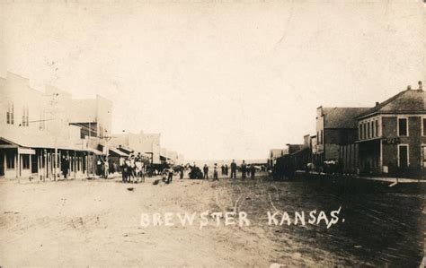 Street Scene 1916 Brewster Ks Postcard