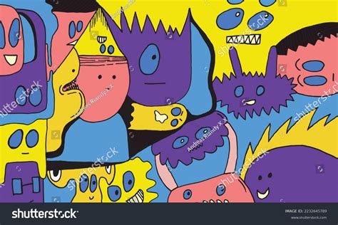 Cartoon Character Cute Creepy Doodles Hand Stock Vector Royalty Free