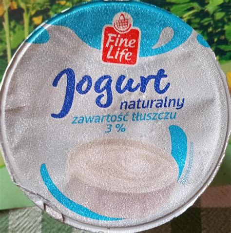 Jogurt naturalny 3 tłuszczu Fine Life kalorie kJ i wartości