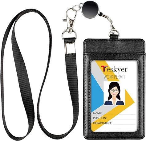 Teskyer Porta Badge Porta Badge Da Collo In Pelle PU Con Cordino