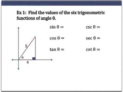 Trigonometric Functions Of Acute Angles Youtube