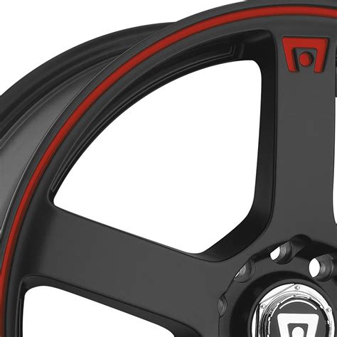 MOTEGI RACING® MR116 Wheels - Matte Black with Red Stripe Rims