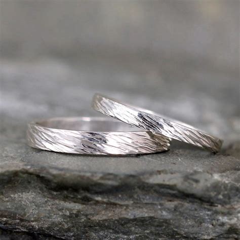 Sterling Silver Wedding Bands Silver Bands Rustic Wedding Etsy