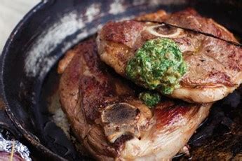 Pan-roasted lamb leg chops with herb butter recipe