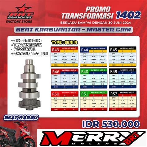 Jual Master Cam BRT 1403 Noken As Beat Karbu Spacy Scoopy KVY R Series