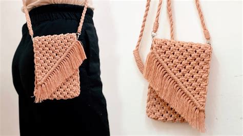 Easy Macrame Mini Bag Phone Bag Tutorial Cross Body Bag Macrame