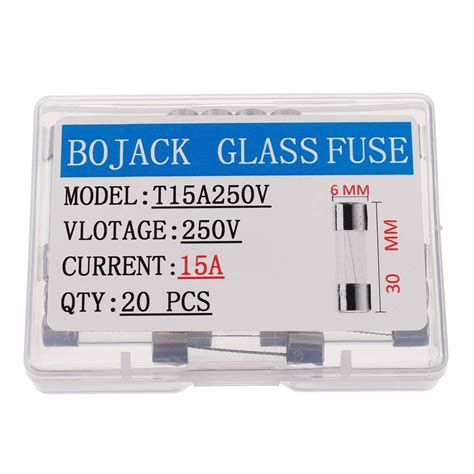 BOJACK T15AL250V 6x30 Mm 15A 250V Slow Blow Fuses 15 250 Volt 0 24