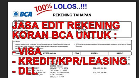 Cara Edit Rekening Koran Bca Untuk Pengajuan Visa Kredit Bank Leasing