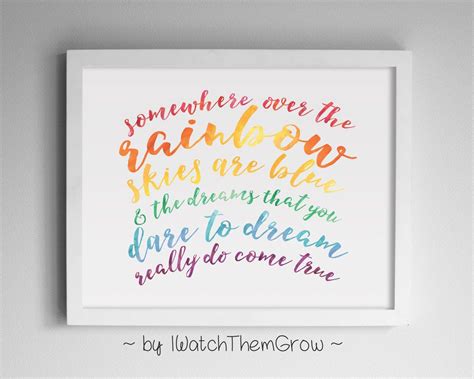 Somewhere Over The Rainbow Wall Art Printable Rainbow Etsy Canada