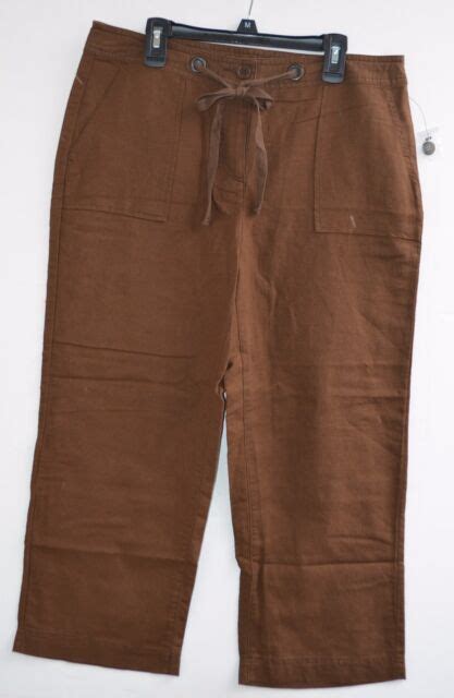 Liz Claiborne Womens Brown Cropped Capri Pants Sz 6 Light Weight Ebay