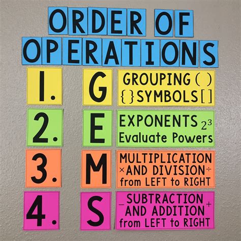 My Math Resources Gems Order Of Operations Poster