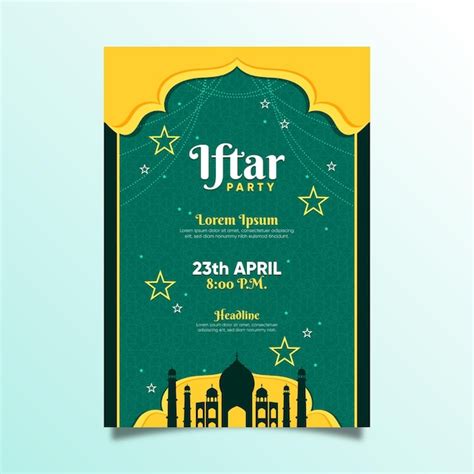 Plantilla De Cartel Vertical Plano Iftar Vector Gratis