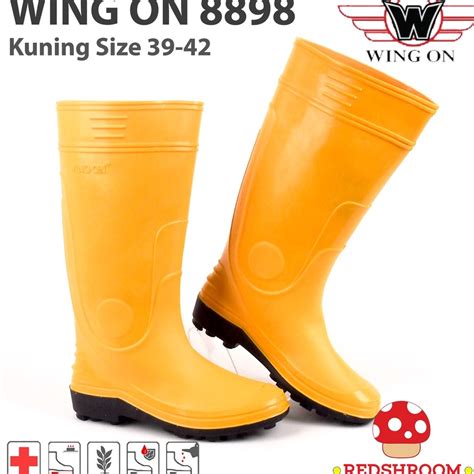 Jual Baru Sepatu Boot Tinggi Wing On 8898 Kuning Proyek Kontruksi