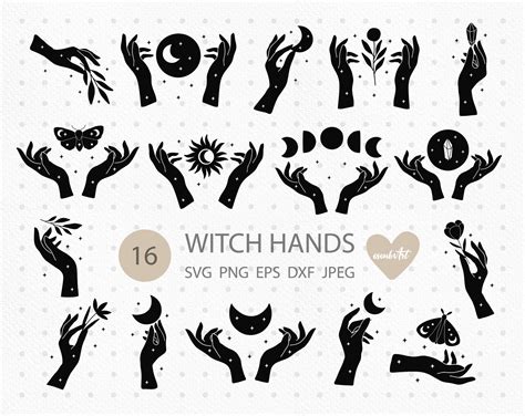 Witch Symbol Svg Witchcraft Svg Clipart Celestial Svg Witch Hand Tarot