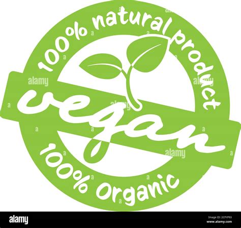 Green Round 100 Percent Natural Vegan Product Label Or Stamp Vector