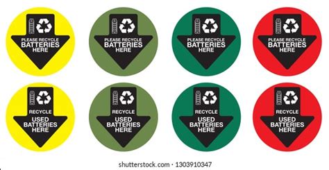 Please Recycle Batteries Sticker Label Vector Stock Vector Royalty Free 1303910347 Shutterstock