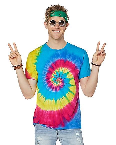 Groovy 60s 70s Hippie T Shirt Tie Dye Print Adult Costume 54 Off