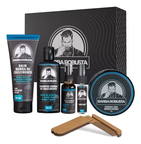 Kit Para Barba Shampoo Balm Óleo Pomada E Colônia Pente Parcelamento Sem Juros