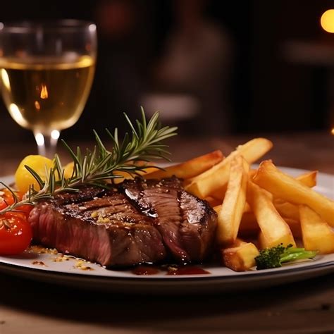 Premium AI Image | photo of a delicious medium steak with fries and ...