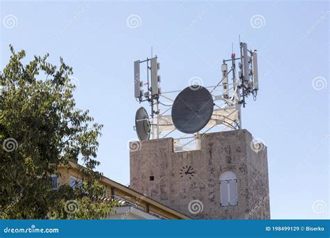 Mobile Phones Antennas On The Roof Stock Image Image Of Cell