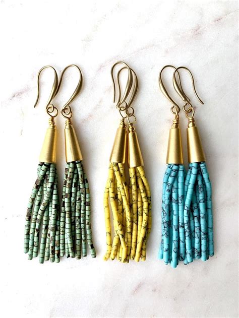 Tassel Earrings Bead Tassel Earrings Seed Bead Tassel Earrings