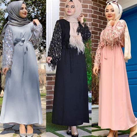 Sequin Abaya dubaï musulman Hijab Robe Abayas pour les femmes Caftan