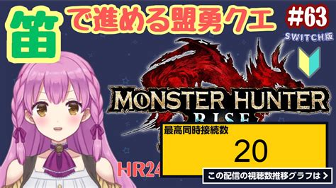 ライブ同時接続数グラフ『【mhrise Sunbreak 女性実況】63 笛で進める盟勇クエスト Switch 初見 ネタバレ注意