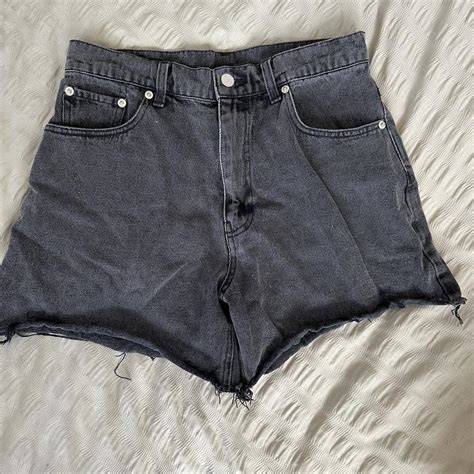 Black Ghanda Denim Shorts Size 8 Excellent Depop