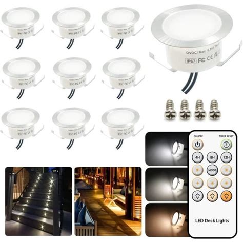 10 Spots Encastrables Led Dimmable Blanc Chaud 3000k Blanc 4000k Avec Télécommande Ø32mm Spots